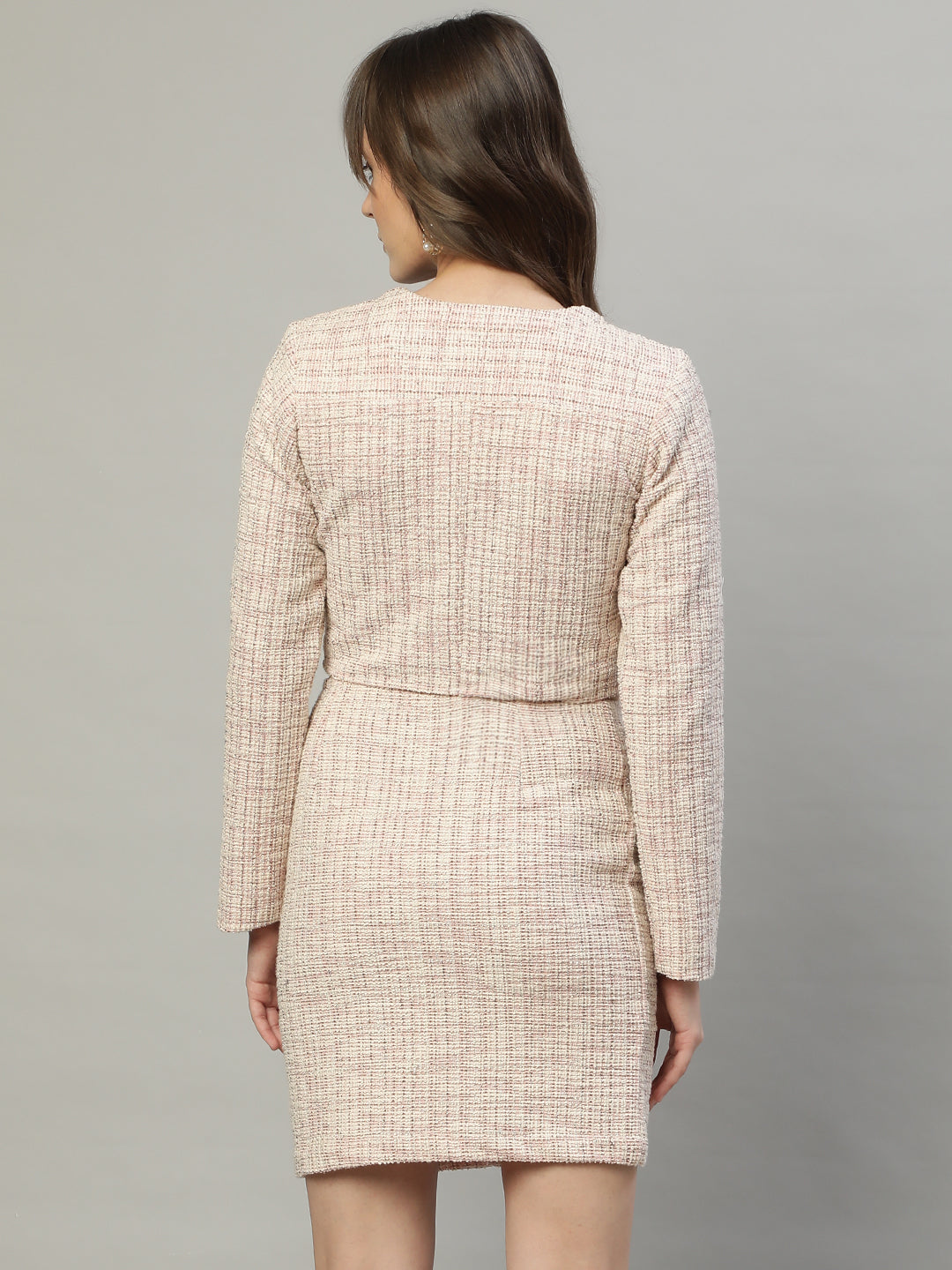 Tweed Dual Pocket Jacket And Skirt