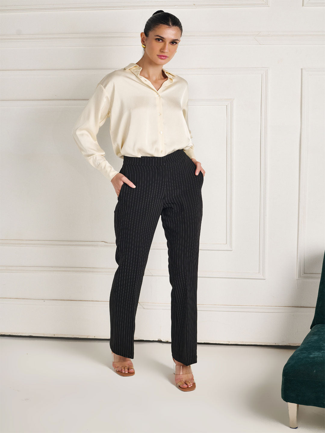 Tailored Striped Bootcut Trouser