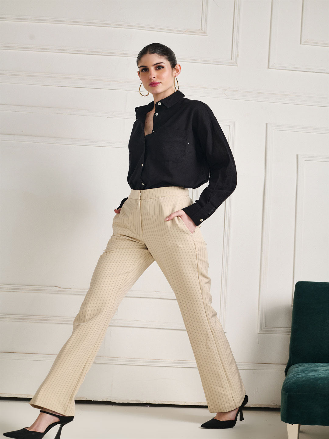 Tailored Striped Bootcut Trouser