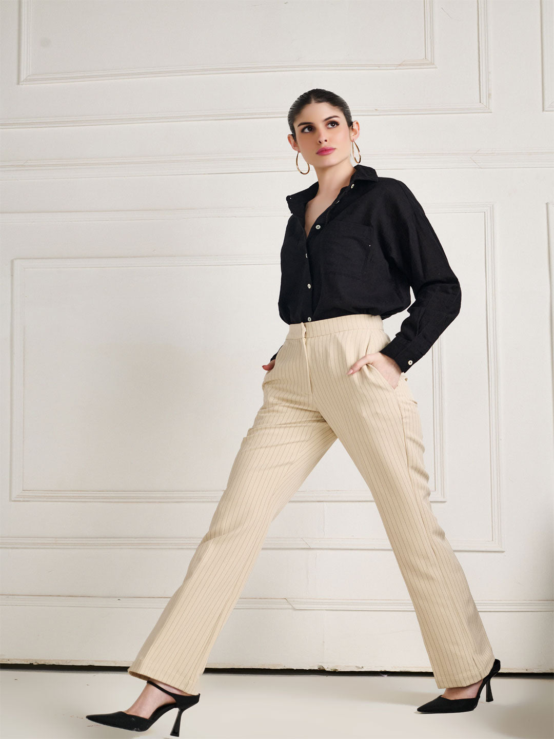 Tailored Striped Bootcut Trouser